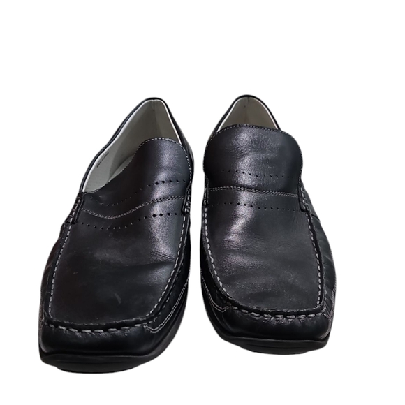 ALDO Men 11 Black Leather Loafers Contrast Stitching Office Formal Iconic Career main image 5